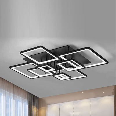 Modern Minimalist Combination Square Hardware Acrylic LED Semi-Flush Mount Ceiling Light For Living Room