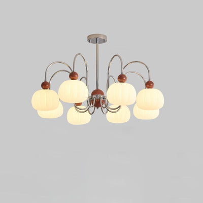 Lustre à 8 lumières en fer PE avec branche de citrouille minimaliste moderne pour chambre 