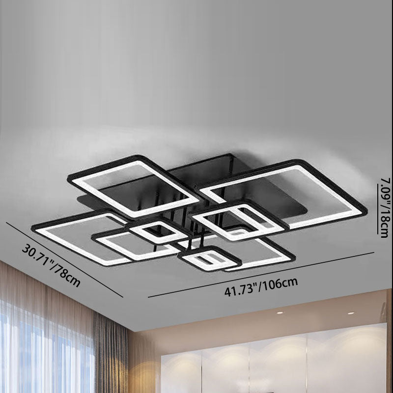 Modern Minimalist Combination Square Hardware Acrylic LED Semi-Flush Mount Ceiling Light For Living Room