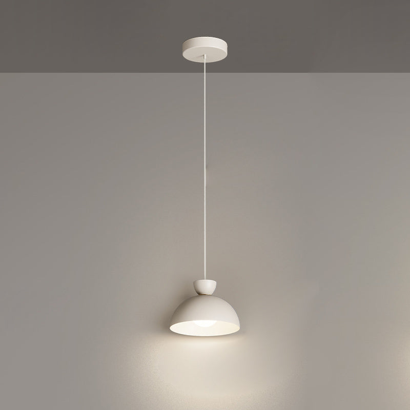 Modern Minimalist Cream Round Bowl Cone Iron 1-Light Pendant Light For Living Room