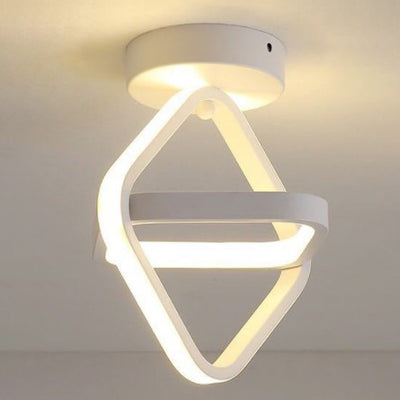 Modern Simplicity Aluminum Iron Acrylic Circle Square Geometrical LED Semi-Flush Mount Ceiling Light For Hallway