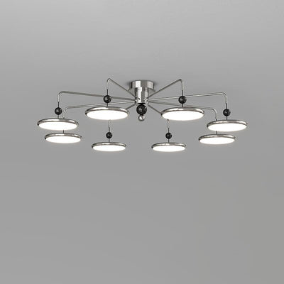 Contemporary Scandinavian Iron Frame Acrylic Flying Saucer LED Semi-Flush Mount Ceiling Light For Living Room