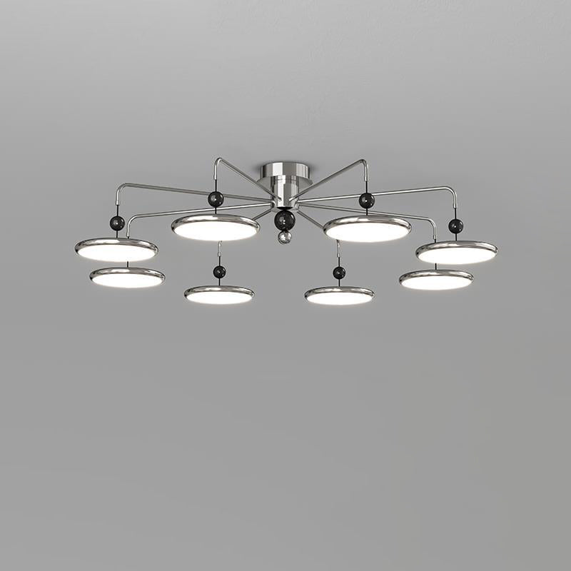 Contemporary Scandinavian Iron Frame Acrylic Flying Saucer LED Semi-Flush Mount Ceiling Light For Living Room