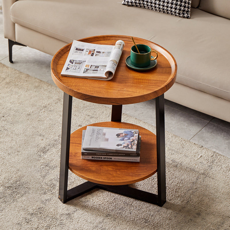 Contemporary Nordic Round Iron Plate Coffee Table 2-Tier For Living Room