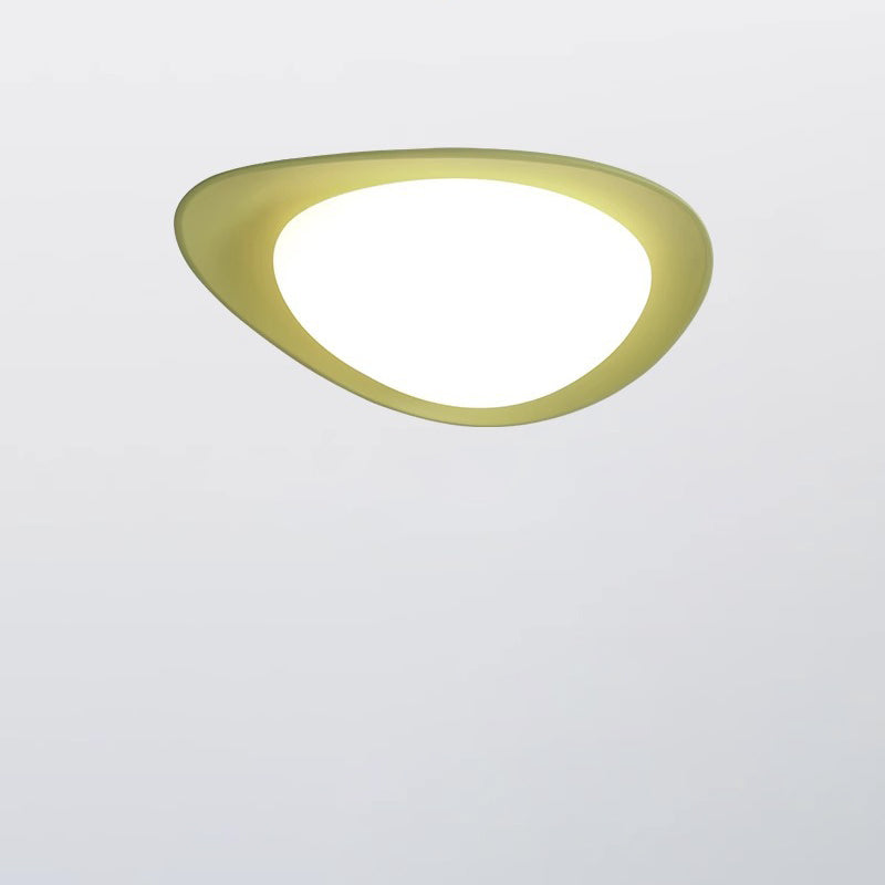 Modern Minimalist Cobblestone Elliptical Resin PE LED Flush Mount Ceiling Light For Bedroom