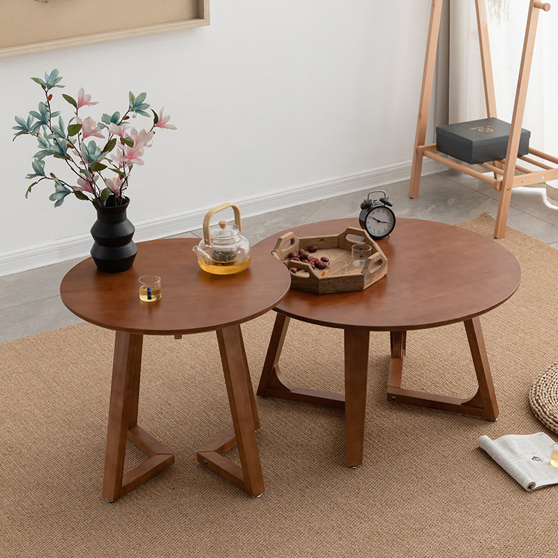 Contemporary Simplicity Round Wood V-Shaped Legs Coffee Table For Living Room