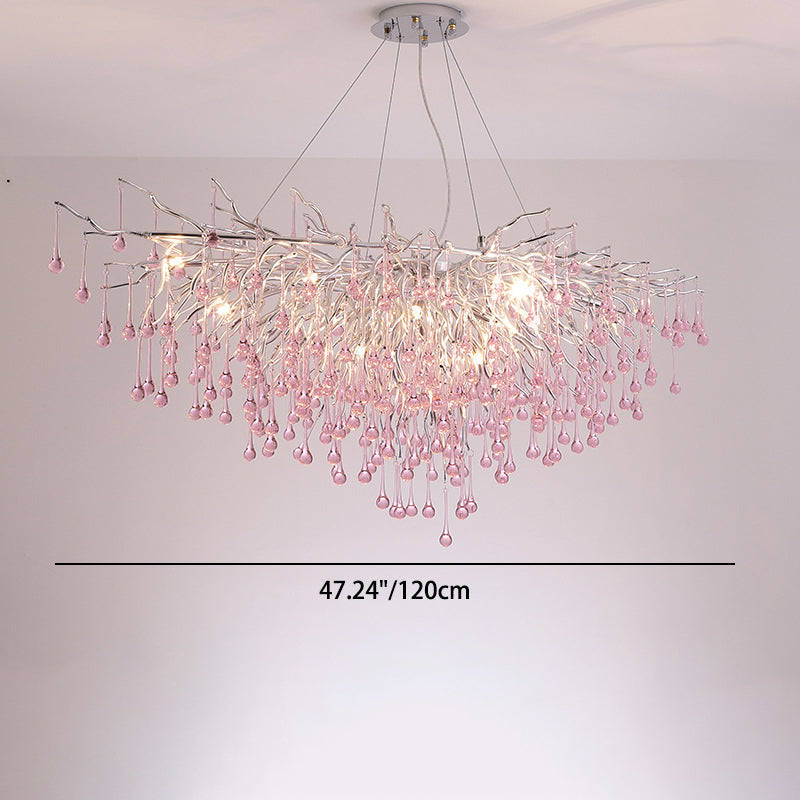 Modern Luxury Crystal Glass Aluminum Branch Water Drop 6/8/10/14 Chandeliers For Dining Room