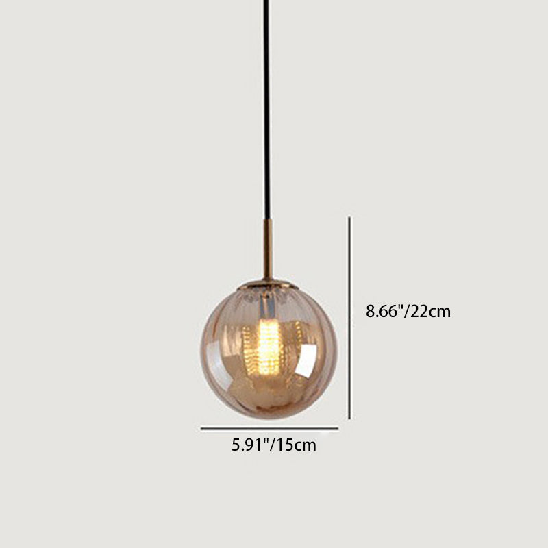 Contemporary Nordic Water-Ripple Glass Spherical Shade 1-Light Pendant Light For Living Room