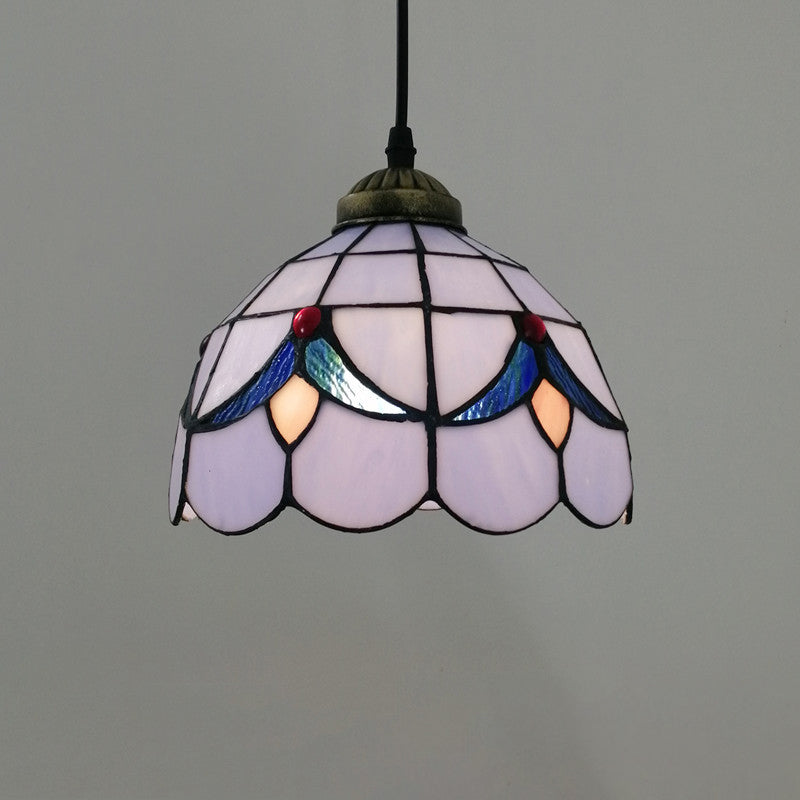 Traditional Tiffany Half Round Glass 1-Light Pendant Light For Bedroom