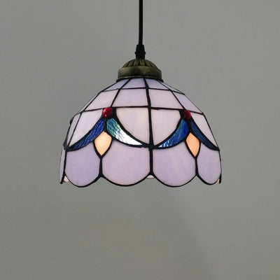 Traditional Tiffany Half Round Glass 1-Light Pendant Light For Bedroom