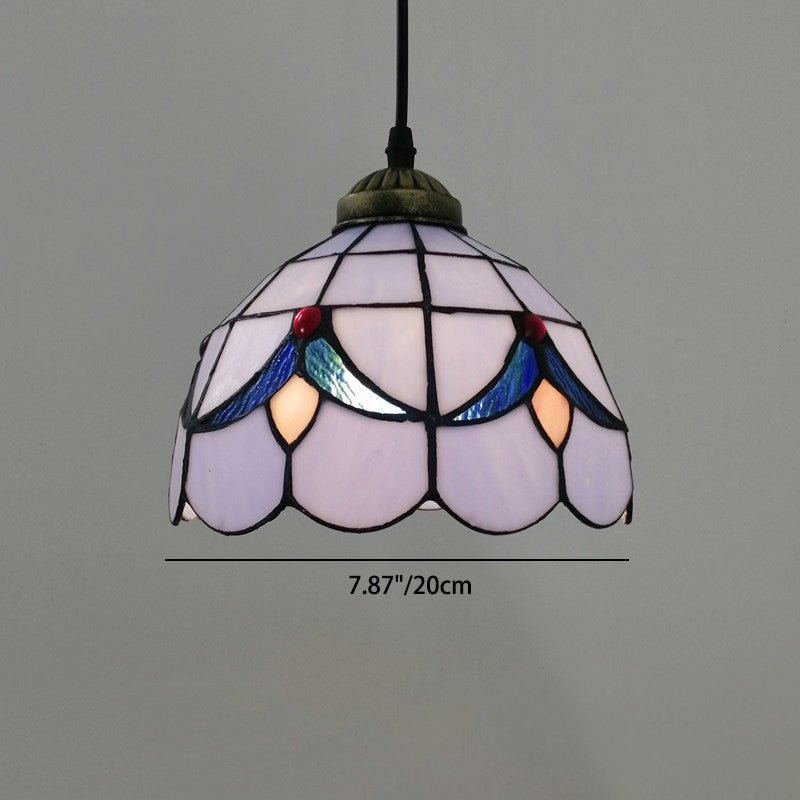 Traditional Tiffany Half Round Glass 1-Light Pendant Light For Bedroom