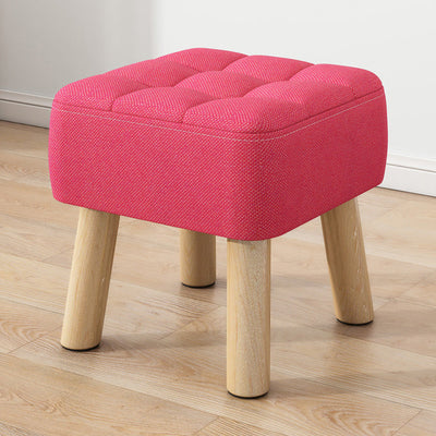 Modern Minimalist Square Fabric Solid Wood Low Stool For Living Room