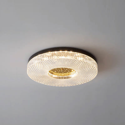 Modern Minimalist Round Copper Acrylic LED Flush Mount Ceiling Light For Bedroom