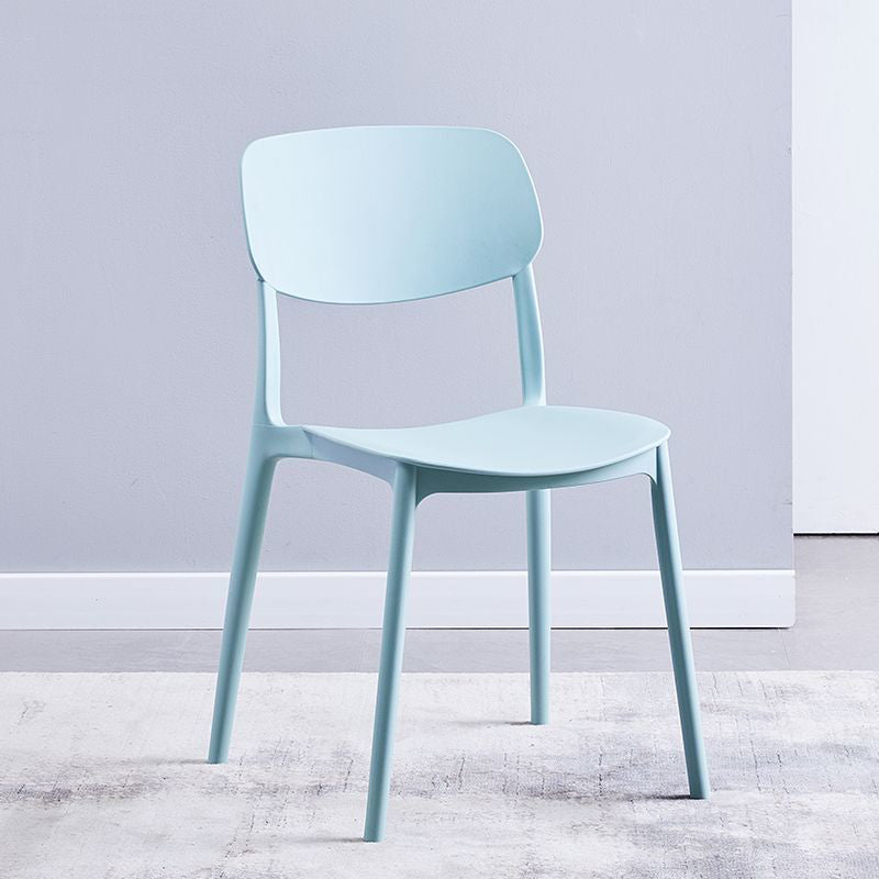 Contemporary Nordic Macaron Plastic Square Stackable Dining Chair Open Back For Dining Room