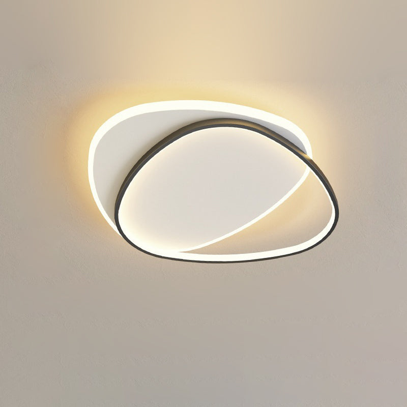 Modern Minimalist Triangle Oval Acrylic Iron LED Flush Mount Ceiling Light For Living Room