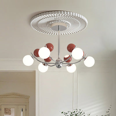 Contemporary Nordic Branch Orb Iron PE LED Chandelier For Living Room