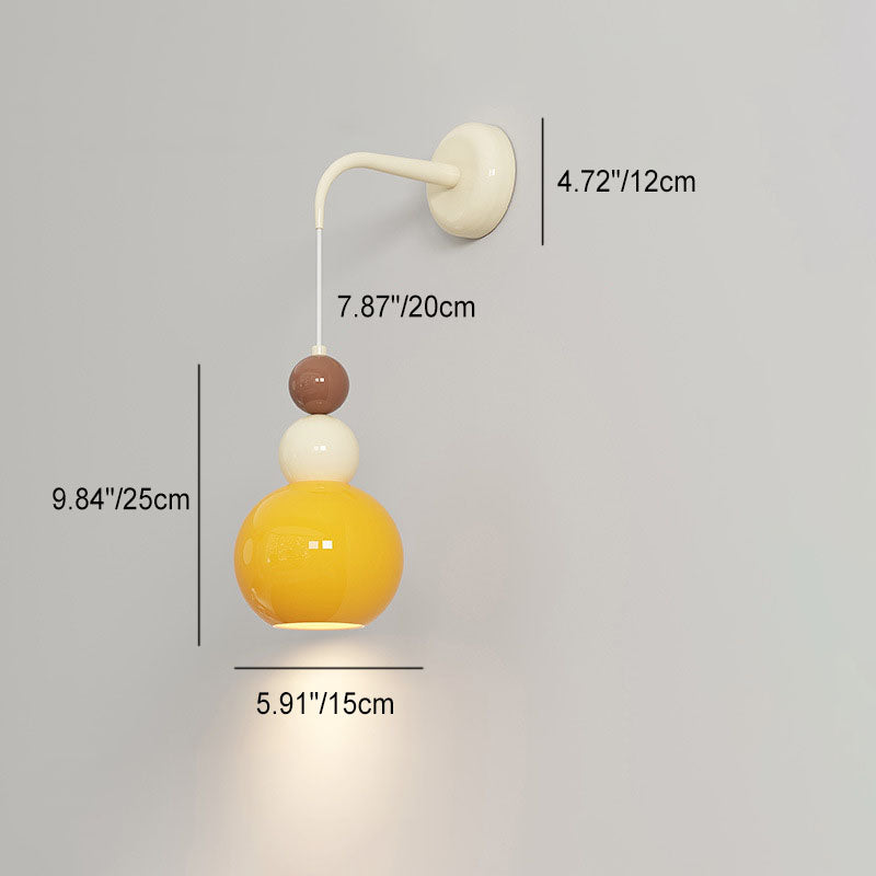 Lampe murale minimaliste moderne à 1 lumière en verre avec pétales de gourde ronde pour chambre à coucher 