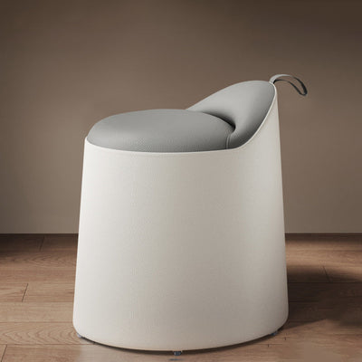 Modern Simplicity Leather Wood Aluminum Alloy Sponge Round Cylinder Vanity Stool Backrest For Bedroom