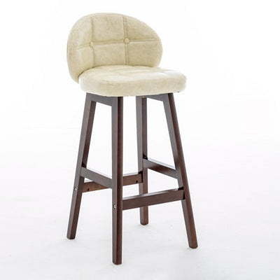 Modern Minimalist Square Wood Leather Foam Bar Stool With Four Legs Backrest For Dining Room