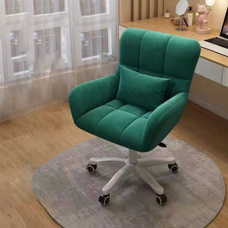 Contemporary Nordic Square Velvet Upholstered Swivel Desk Chair Height Adjustable Backrest Armrest For Home Office