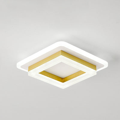 Modern Simplicity Acrylic Geometric Square Round Shade Hardware LED Flush Mount Ceiling Light For Living Room