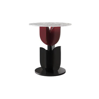 Contemporary Creative Petal Round Tabletop Pine Glass Side Table For Living Room