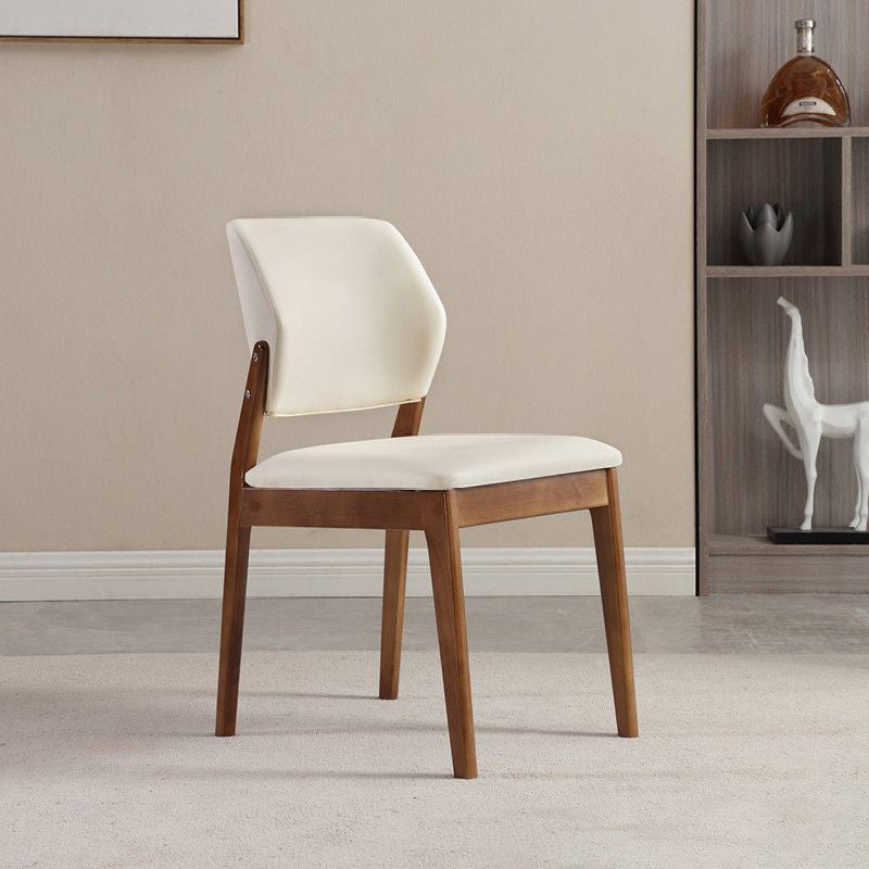 Contemporary Nordic Faux Leather Upholstered Dining Chair Open Back Armless For Dining Room