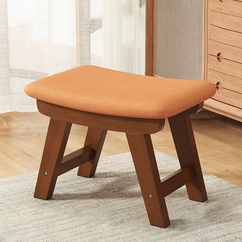 Modern Minimalist Square Cushion Solid Wood Cotton Linen Shoe Bench Low Stool For Living Room