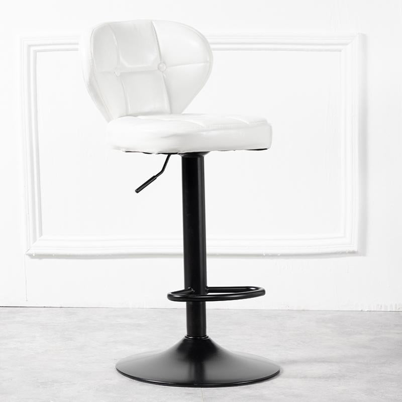 Modern Minimalist Square Leather Metal Bar Stool Backrest Armless For Dining Room