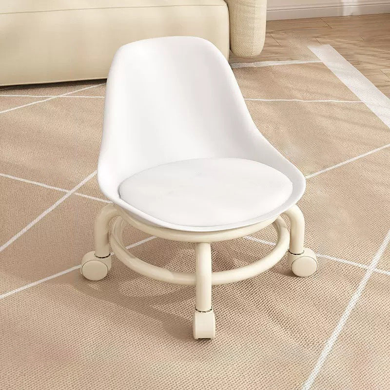 Contemporary Creative Round Acrylic Double-Pedestal Caster Swivel Footstool Backrest For Living Room