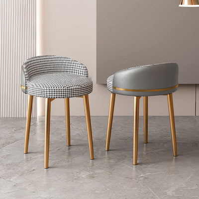 Contemporary Luxury Round Arc Metal Faux Leather Vanity Stool Backrest For Bedroom