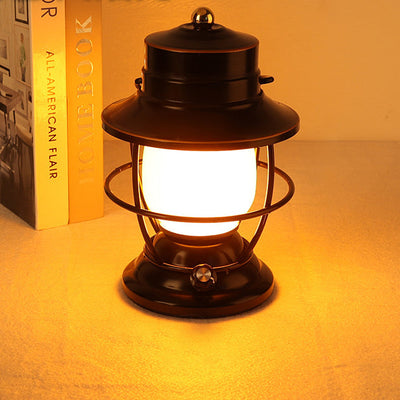 Traditional Farmhouse Waterproof Rechargeable Iron Acrylic Cylinder LED Table Lamp For Entertainment Room