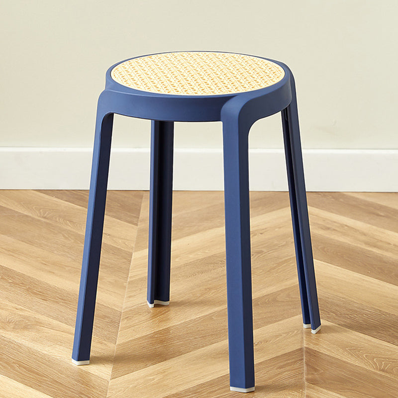 Contemporary Scandinavian Weaving PP Round Stool Dining Chair Backless Stackable For Dining Room