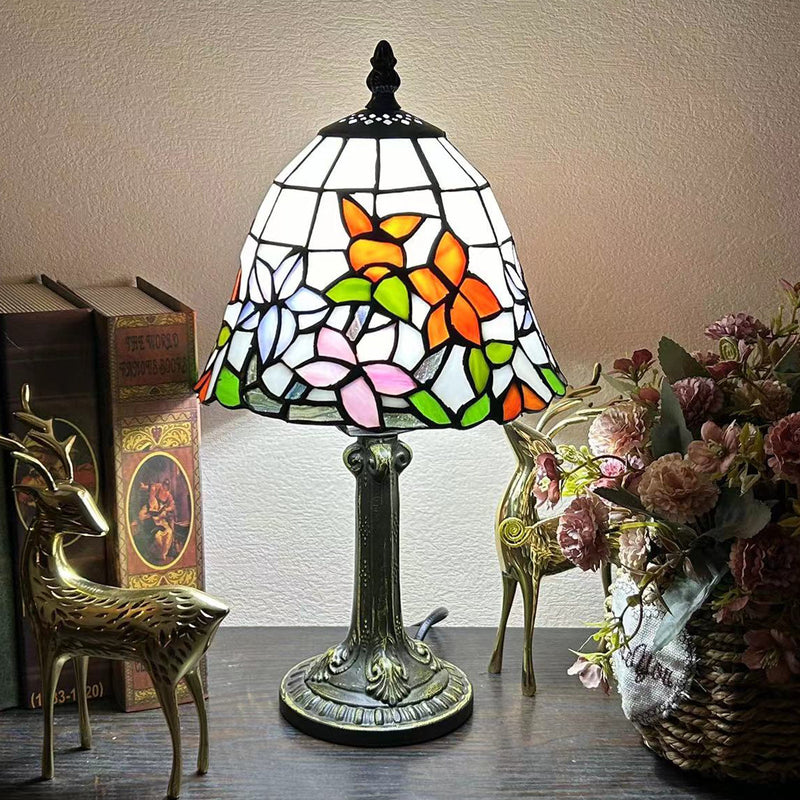 Traditional Tiffany Dome Iron Glass 1-Light Table Lamp For Study