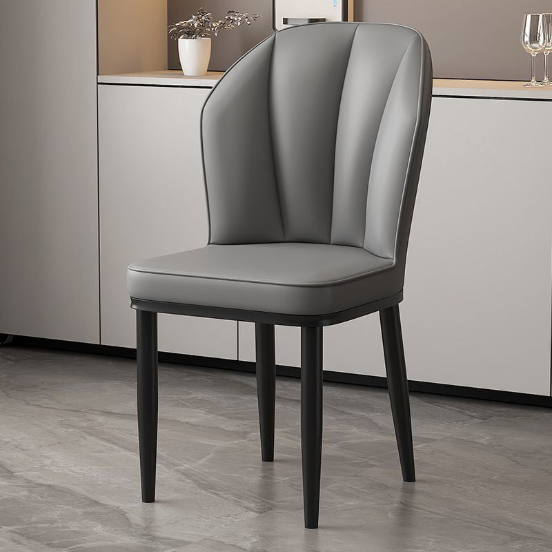 Modern Luxury PU Leather Padded Dining Chair Wing Backrest Armless For Dining Room