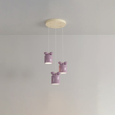 Modern Simplicity Cylinder Bow Metal Resin 1/3/5 Light Pendant Light For Bedroom