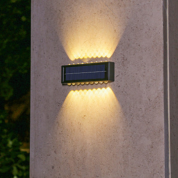 Modern Simplicity Solar Waterproof Rectangular ABS PVC LED Wall Sconce Lamp For Outdoor Patio