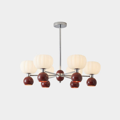 Contemporary Creative Pumpkin Orb Iron Aluminum Acrylic 6/12/16 Light Chandelier For Living Room