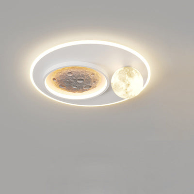 Contemporary Creative Resin Moon Astronaut Acrylic Cloud Shape LED Kids Flush Mount Ceiling Light For Living Room