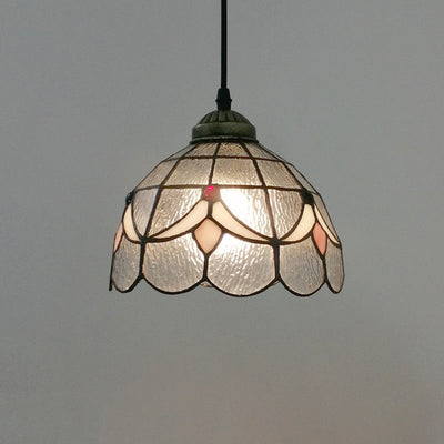 Traditional Tiffany Half Round Glass 1-Light Pendant Light For Bedroom