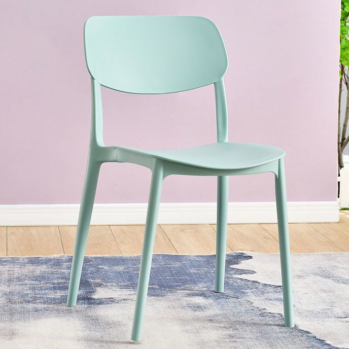 Contemporary Nordic Macaron Plastic Square Stackable Dining Chair Open Back For Dining Room