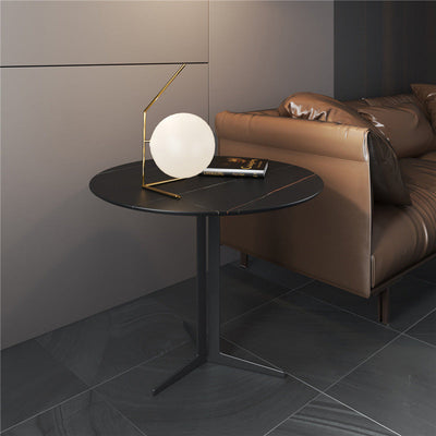 Contemporary Scandinavian Round Aluminum Slate Coffee Table For Living Room