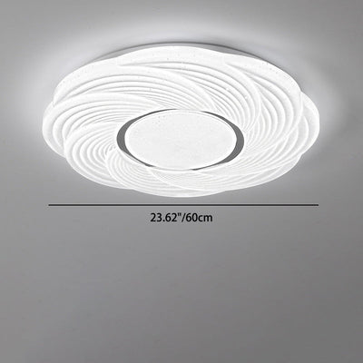 Modern Minimalist Cream Round Petal Iron Acrylic LED Flush Mount Ceiling Light For Bedroom