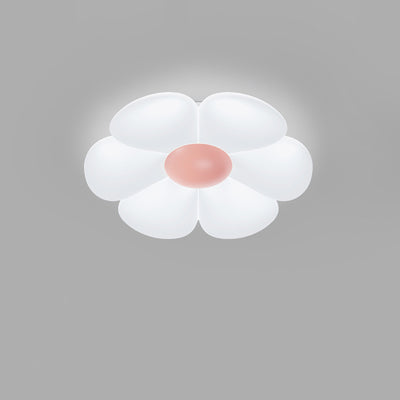 Contemporary Creative Daisy Flower PE Iron LED Flush Mount Ceiling Light For Bedroom