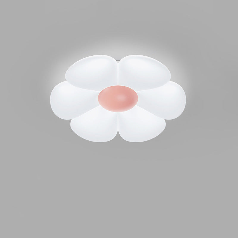 Contemporary Creative Daisy Flower PE Iron LED Flush Mount Ceiling Light For Bedroom