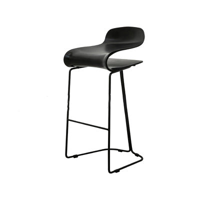 Contemporary Scandinavian ABS Steel Geometric Curved Bar Stool Backrest Footrest For Kitchen