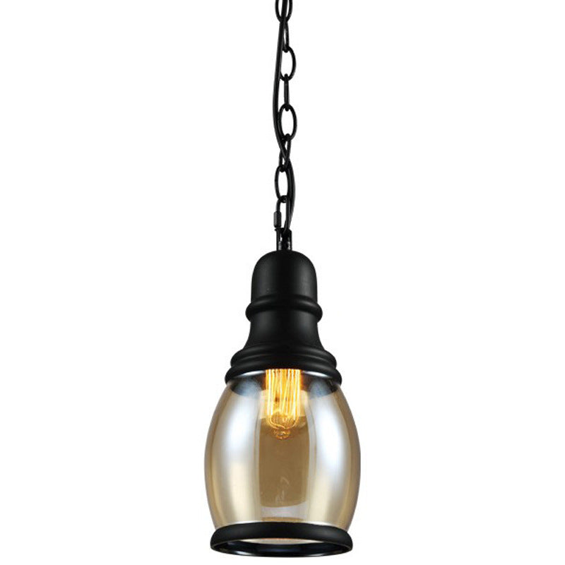 Contemporary Industrial Glass Gourd-Shaped 1-Light Pendant Light For Dining Room