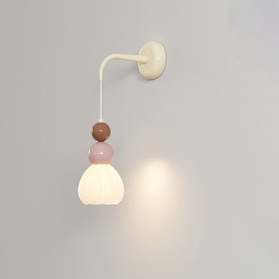 Lampe murale minimaliste moderne à 1 lumière en verre avec pétales de gourde ronde pour chambre à coucher 