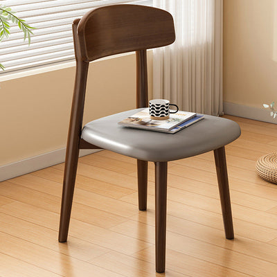 Modern Minimalist Square Leather Fabric Solid Wood Dining Chair Backrest For Dining Room