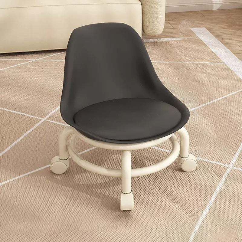 Contemporary Creative Round Acrylic Double-Pedestal Caster Swivel Footstool Backrest For Living Room